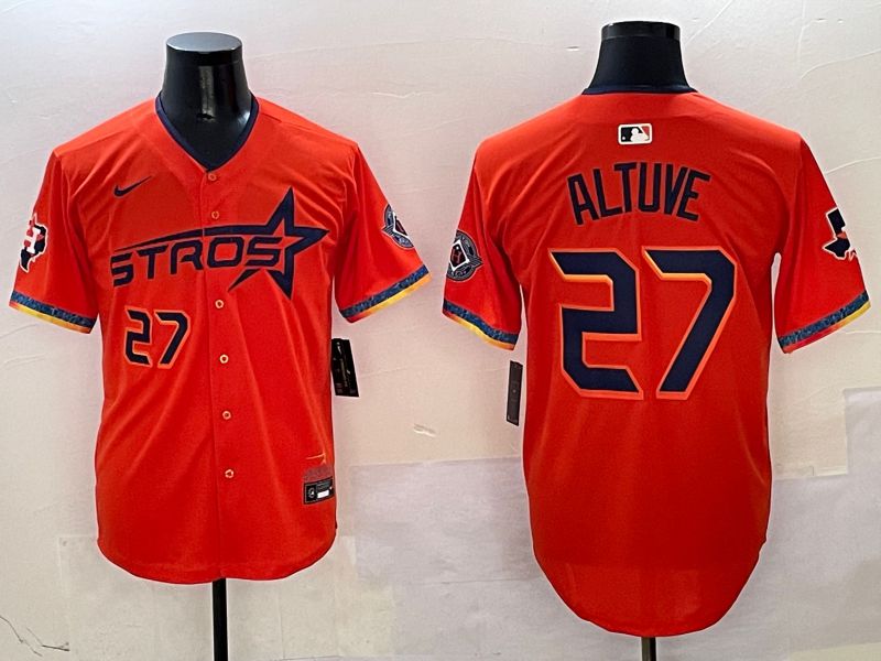 Men Houston Astros #27 Altuve Orange Fourth generation Joint Name Nike 2025 MLB Jersey style 5->houston astros->MLB Jersey